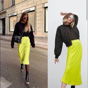 ZARA Neon Yellow Skirt